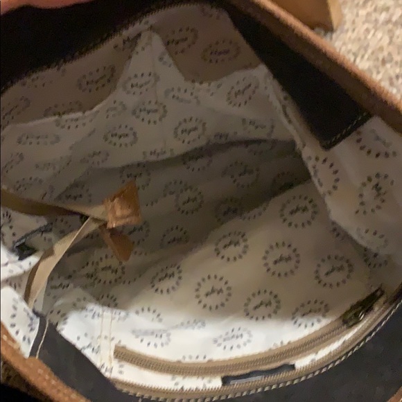 Myra Rosy handmade upcycled leather and canvas bag - Picture 8 of 9